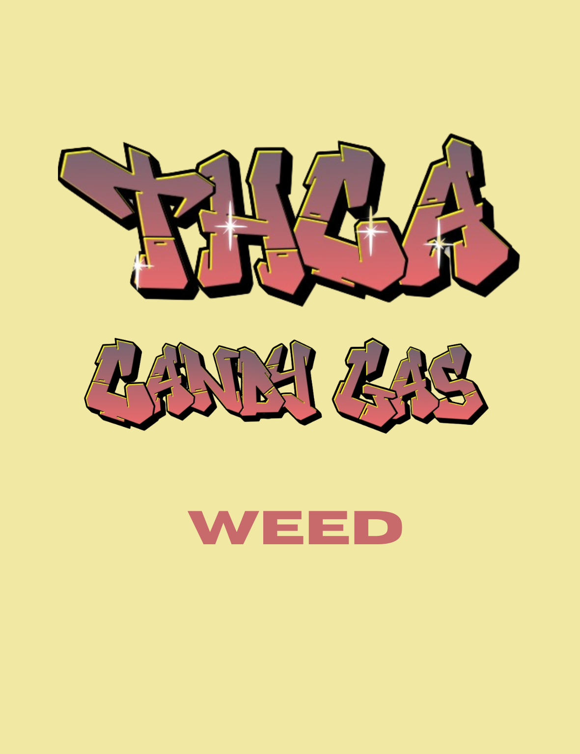 THCA Candy Gas Weed – Graffiti-Produktgrafik mit Sortenname im Street-Art-Stil in Rosa-Tönen, Hemp Express