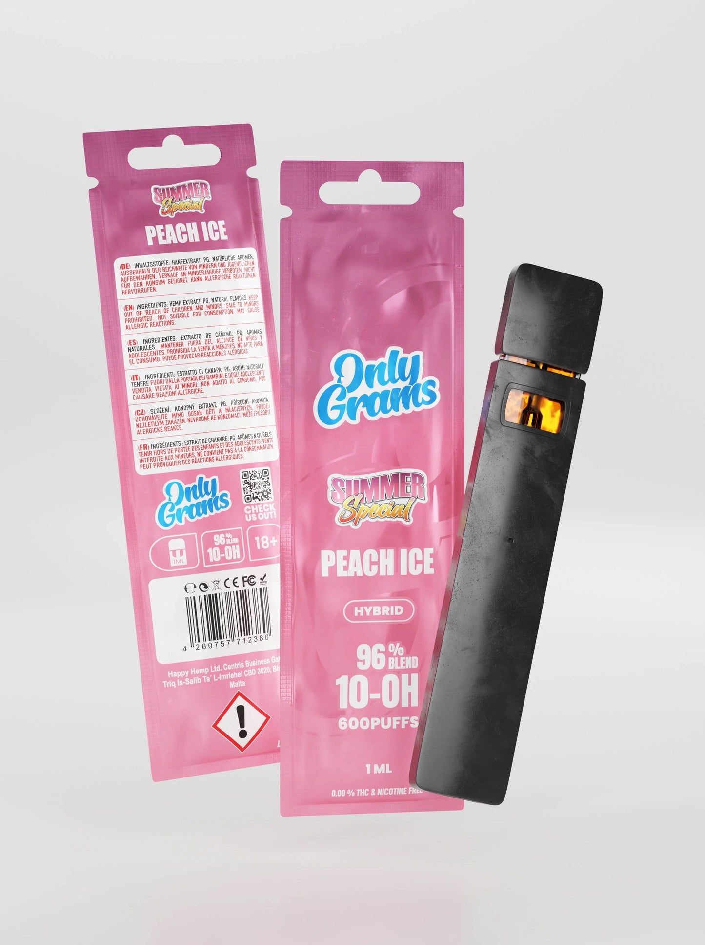 Only Grams 10-OH Vape Pen PEACHE ICE1ml, 96%