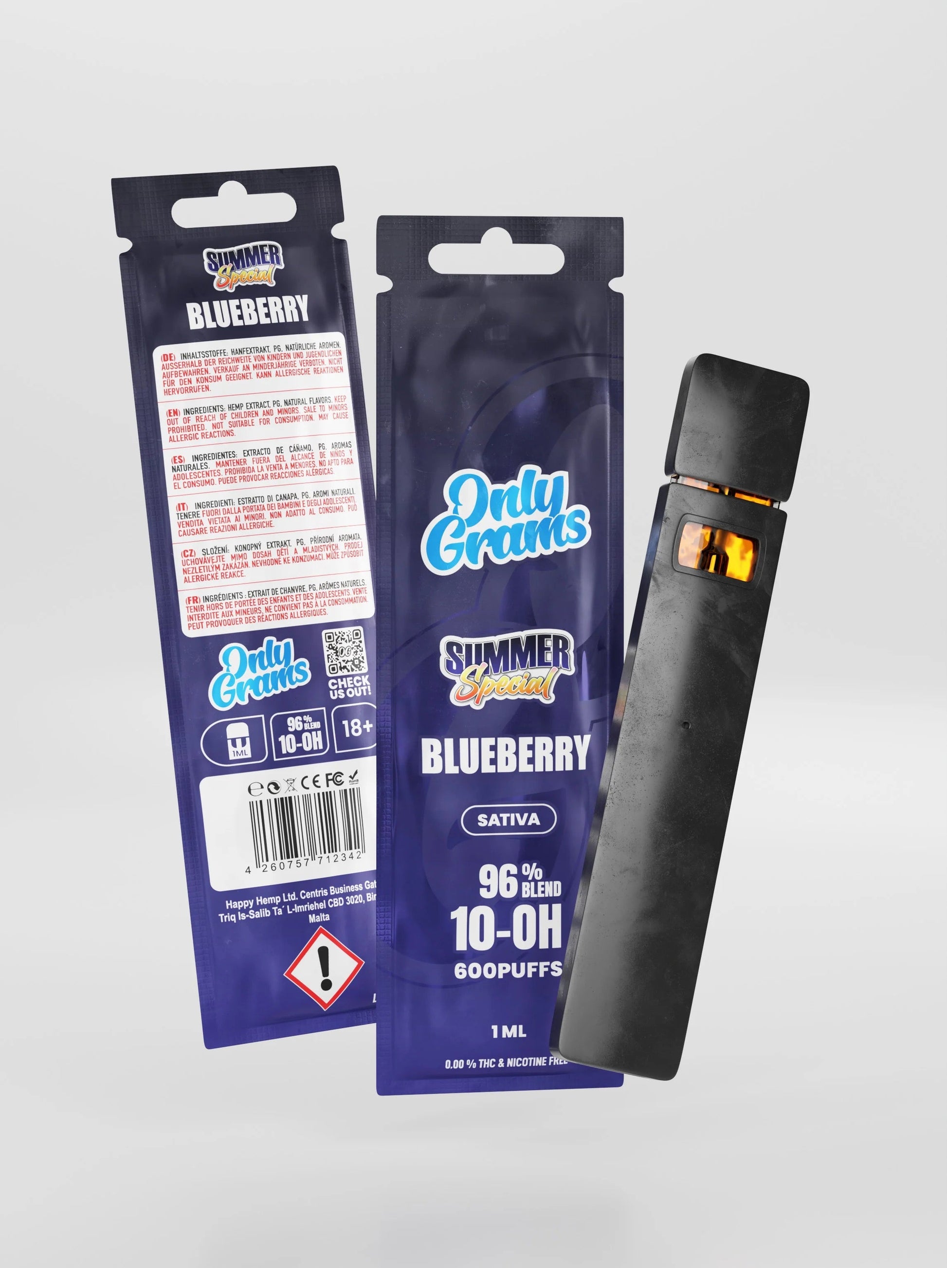 Only Grams 10-OH Vape Pen BLUEBERRY 1ml, 96%